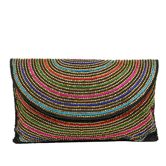 Black Multicolour Handcrafted Beaded Chain Handbags