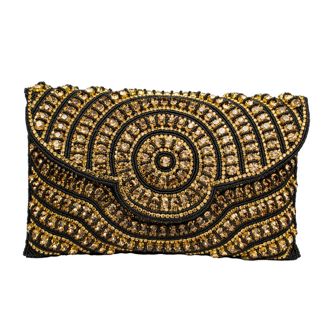 Black Gold Handcrafted Beaded Chain Handbags