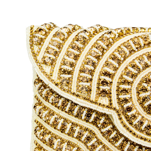 Cream Handcrafted  Beaded Chain Handbags