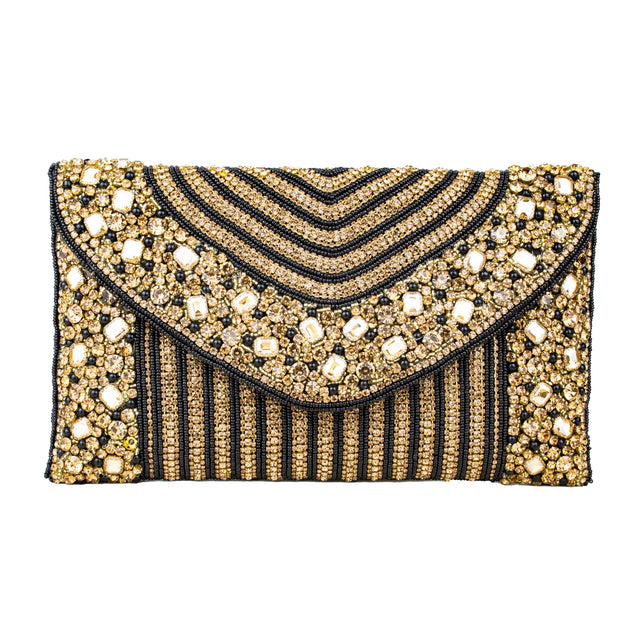 Black Gold Handcrafted Beaded Chain Handbags