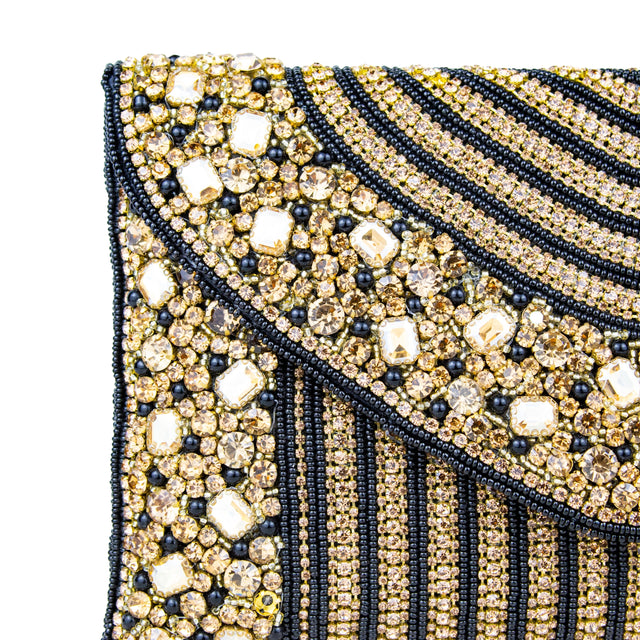 Black Gold Handcrafted Beaded Chain Handbags