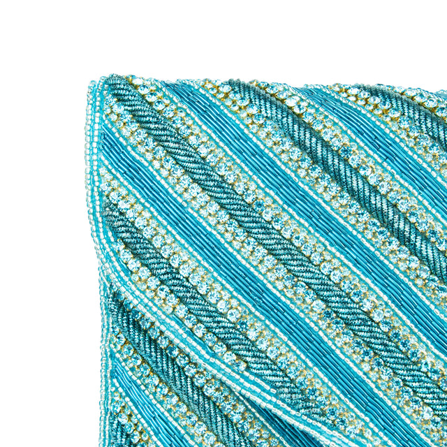 Light Blue Handcrafted Beads Work Beaded Chain Handbags