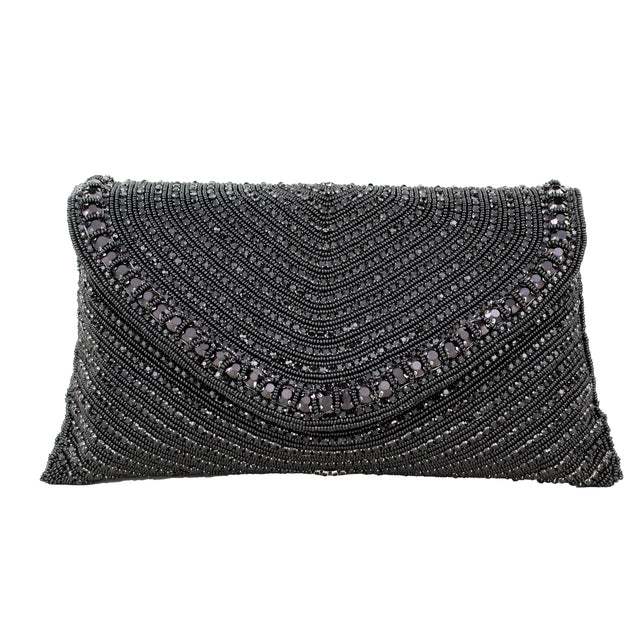 Black Handcrafted Crystal Embellished Jute Handbags