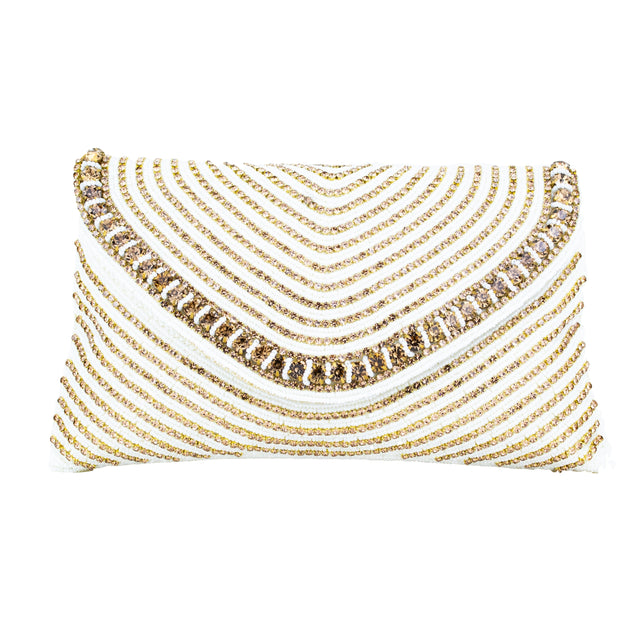 Cream Handcrafted Jute Crystal Embellished Handbags
