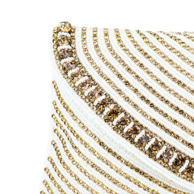 Cream Handcrafted Jute Crystal Embellished Handbags