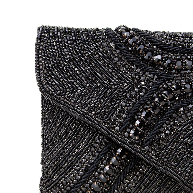 Black Handcrafted Crystal Embellished Jute Handbags