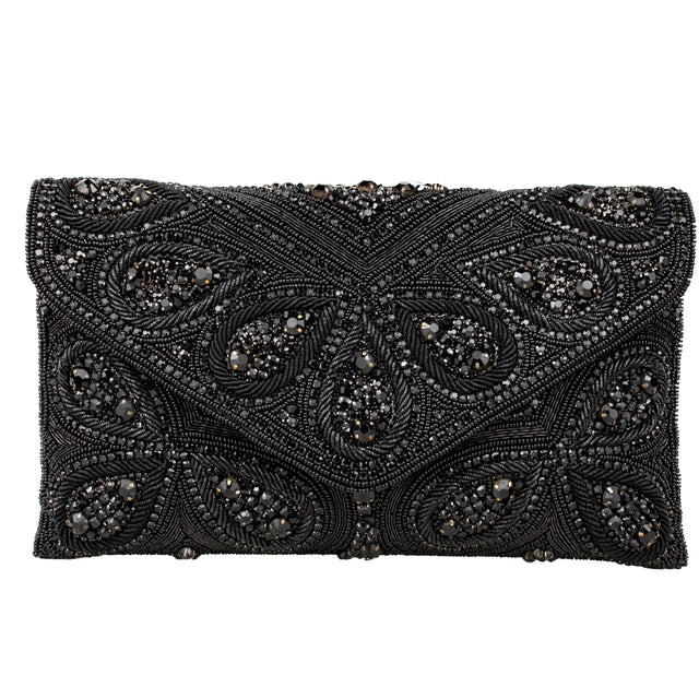 Black Handcrafted Crystal Embellished Jute Handbags