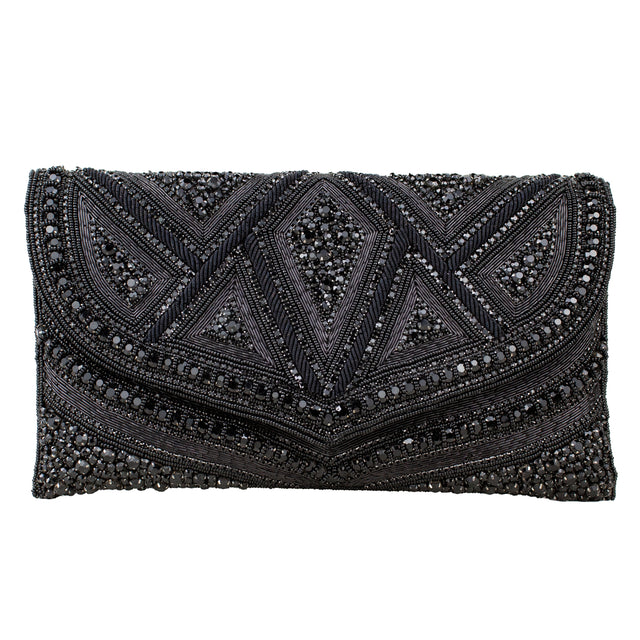 Black Handcrafted Crystal Embellished Jute Handbags