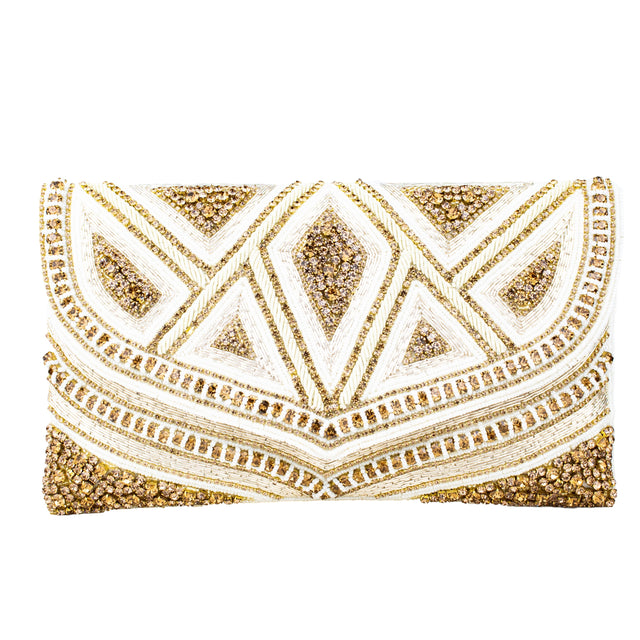 Cream Handcrafted Jute Crystal Embellished Handbags