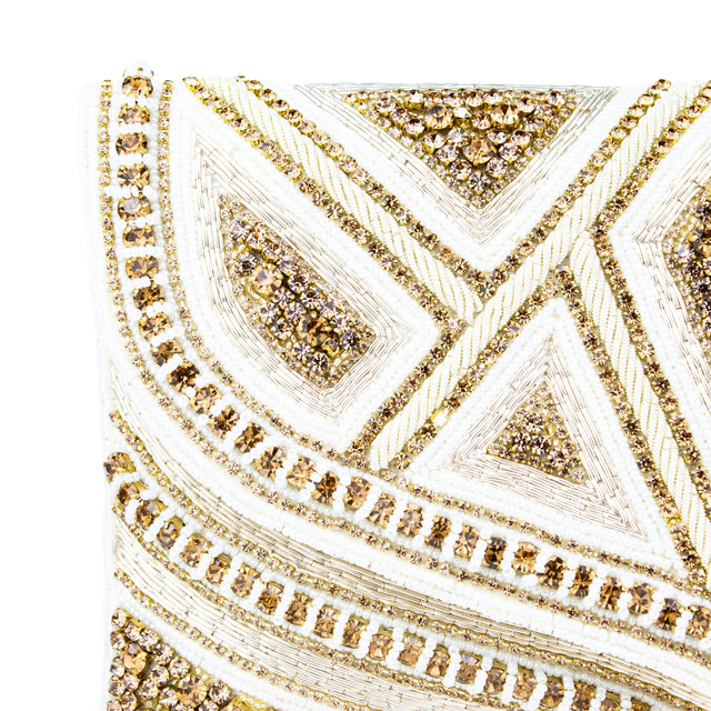 Cream Handcrafted Jute Crystal Embellished Handbags