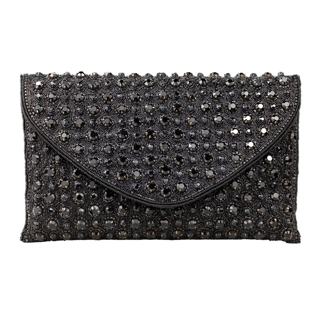 Black Handcrafted Crystal Embellished Jute Handbags