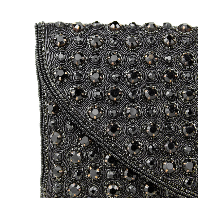 Black Handcrafted Crystal Embellished Jute Handbags