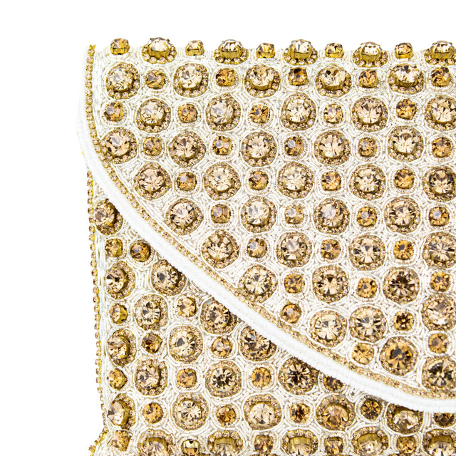 Cream Handcrafted Jute Crystal Embellished Handbags