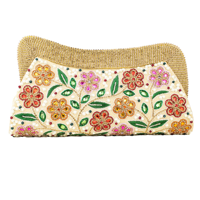 Cream Multi Handcrafted  Beaded Chain Handbags