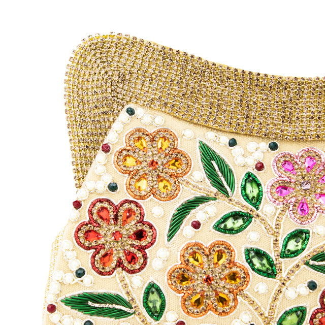 Cream Multi Handcrafted  Beaded Chain Handbags