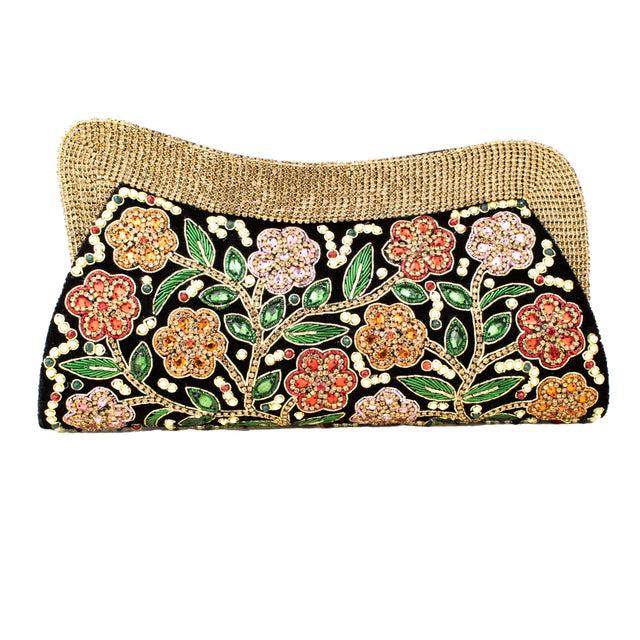 Gold Multi Handcrafted Beaded Chain Handbags