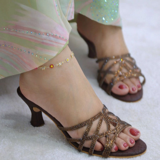 Maha Couture-inspired Brown Pencil Heel Sandals