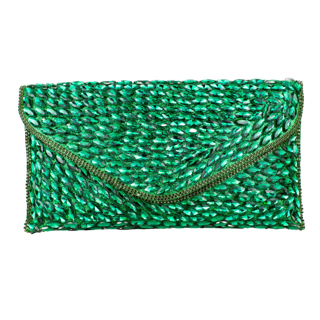 Green Handcrafted Beaded Chain Handbags