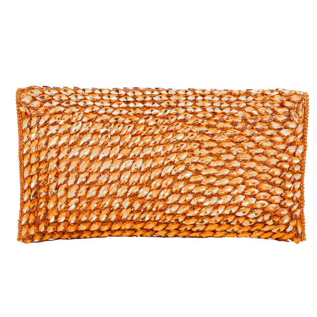 Orange Handcrafted Beads Work Beaded Chain Handbags