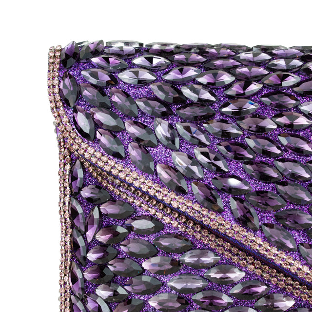 Purple Handcrafted Beads Work Beaded Chain Handbags