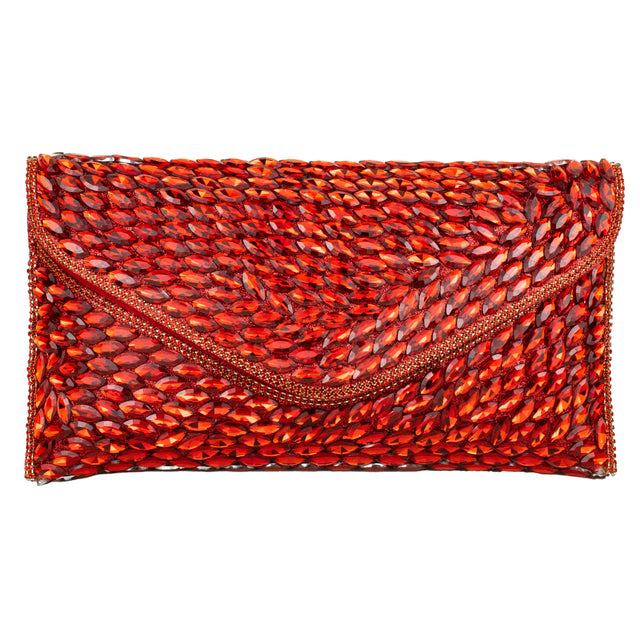 Red Handcrafted Beads Work Beaded Chain Handbags