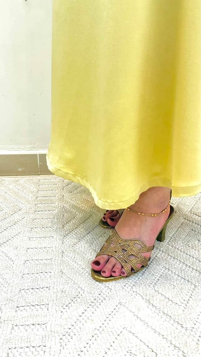 Leila Women Handcrafted Bronze Heel Sandals