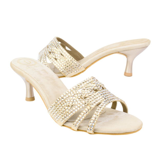 Praline 1.5in Kitten Heel Textured Sandals | S404H-PRL