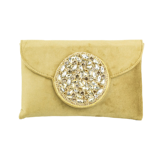 Brown Handcrafted Crystal Jute Handbags