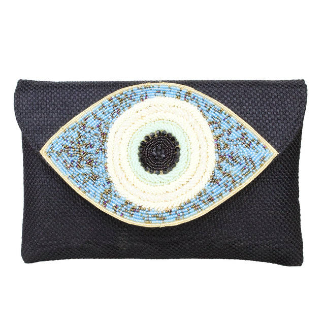 Black Handcrafted Crystal Embellished Jute Handbags