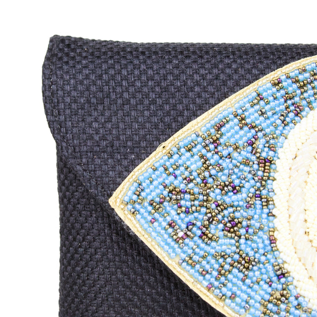 Black Handcrafted Crystal Embellished Jute Handbags