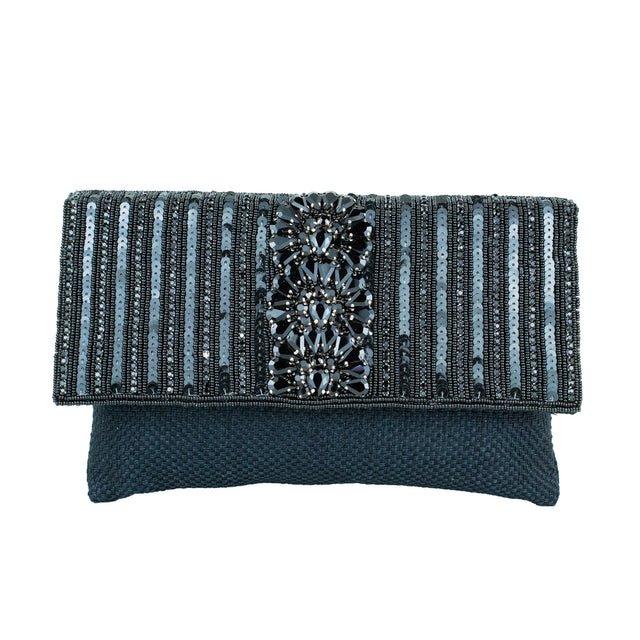 Black Handcrafted Crystal Embellished Jute Handbags