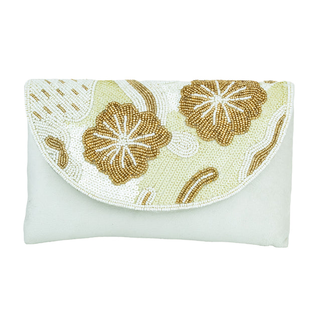 Cream Handcrafted Jute Crystal Embellished Handbags
