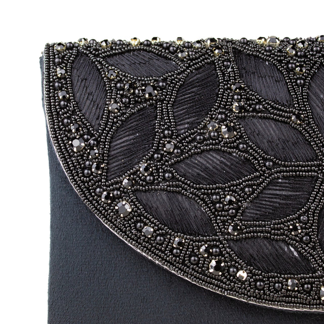 Black Handcrafted Crystal Embellished Jute Handbags