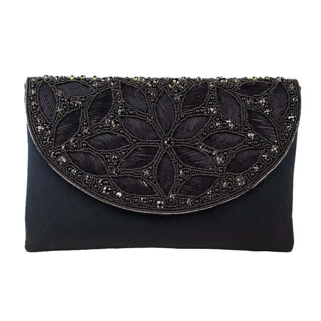 Black Handcrafted Crystal Embellished Jute Handbags