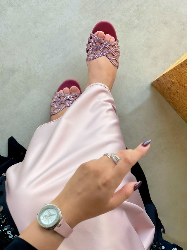 Nayla Timeless Purple Block Heel Sandals