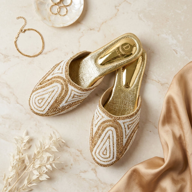 Cream Flat Elegant Slides | S106F-C