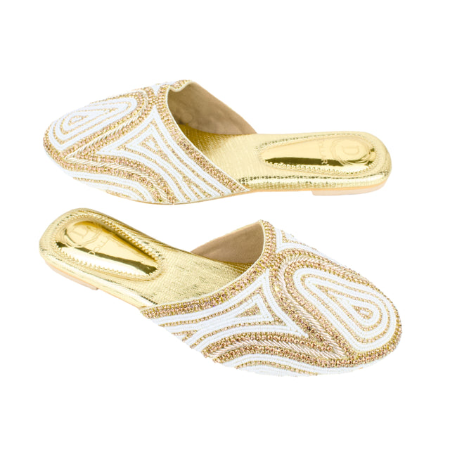 Cream Flat Elegant Slides | S106F-C