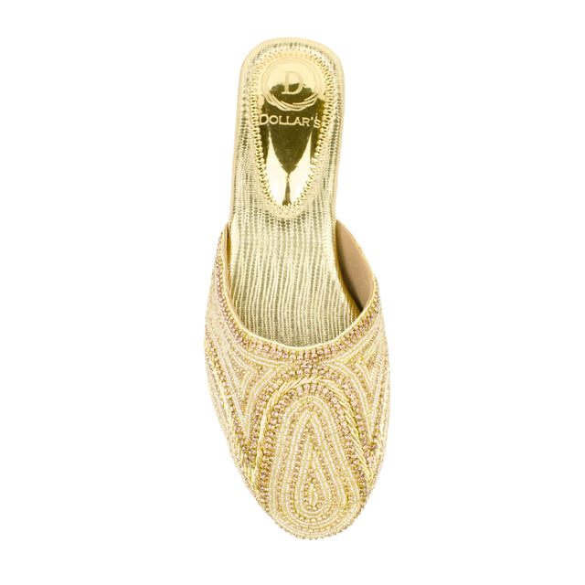 Gold Flat Elegant Slippers | S106F-G