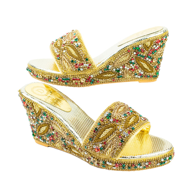 Handcrafted Multi Colours Wedge Sandals