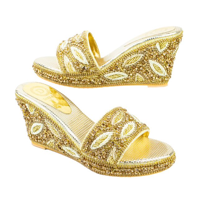 Handcrafted Gold Wedge Sandals