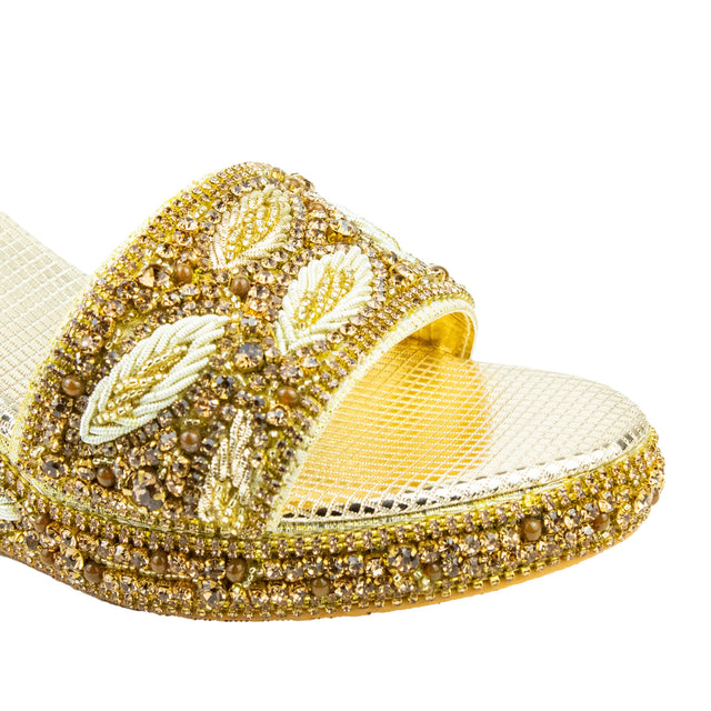 Handcrafted Gold Wedge Sandals