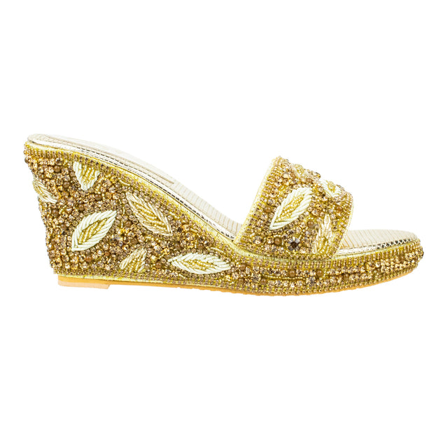 Handcrafted Gold Wedge Sandals
