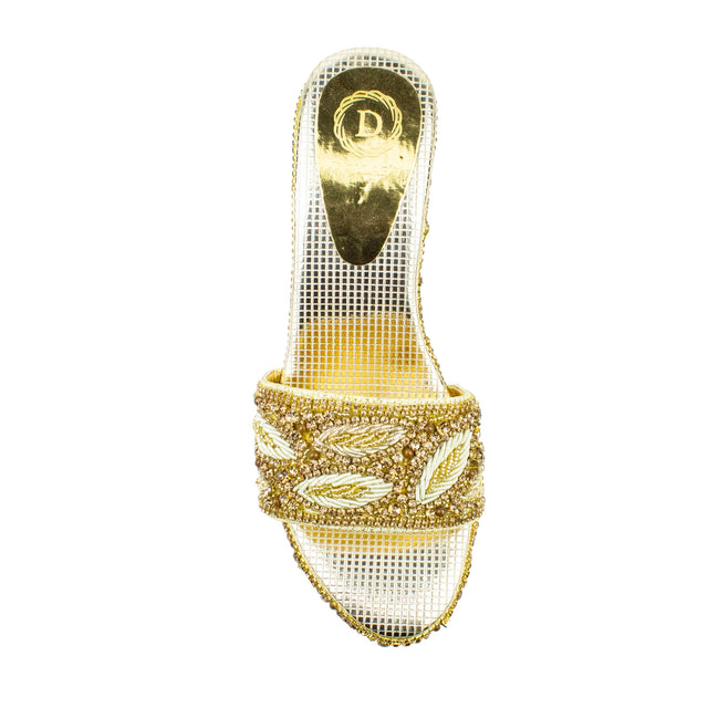 Handcrafted Gold Wedge Sandals