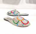 Chic Silver Multicolour Flat Slippers