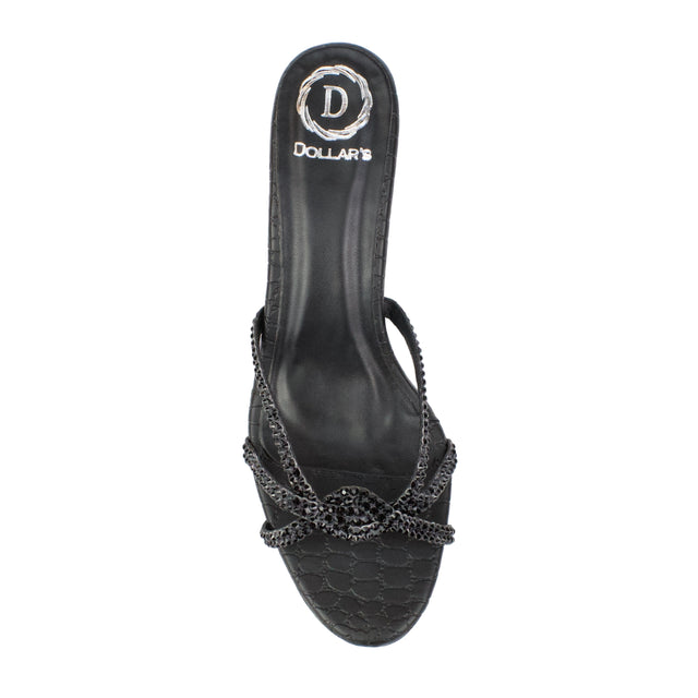 Black 3in Flared Heel Comfortable Mule Sandals | S132H-B