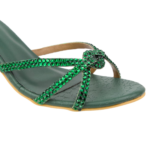 Green 3in Flared Heel Comfortable Mule Sandals | S132H-GRN
