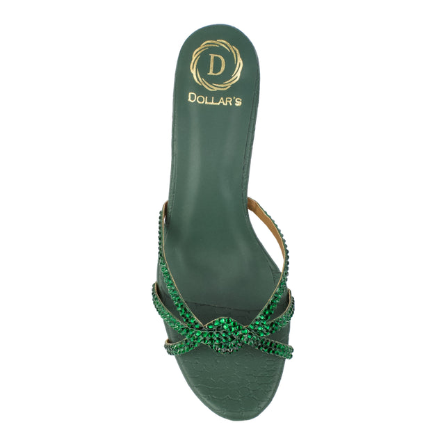 Green 3in Flared Heel Comfortable Mule Sandals | S132H-GRN