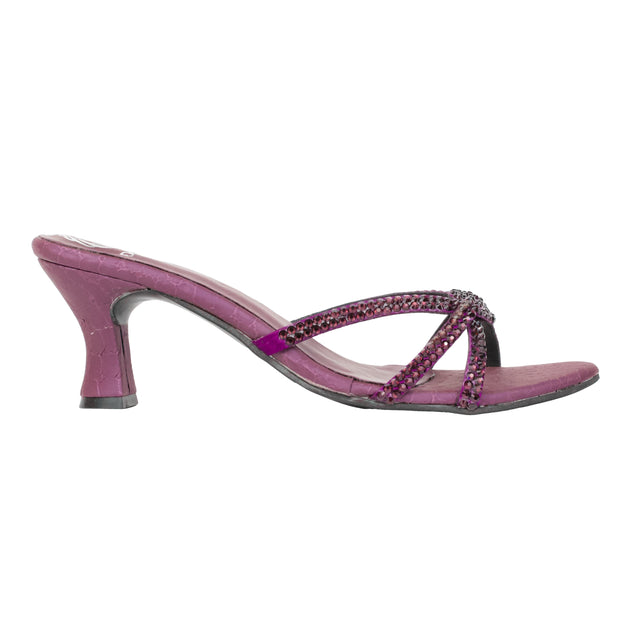 Purple 3in Flared Heel Comfortable Mule Sandals | S132H-PRP