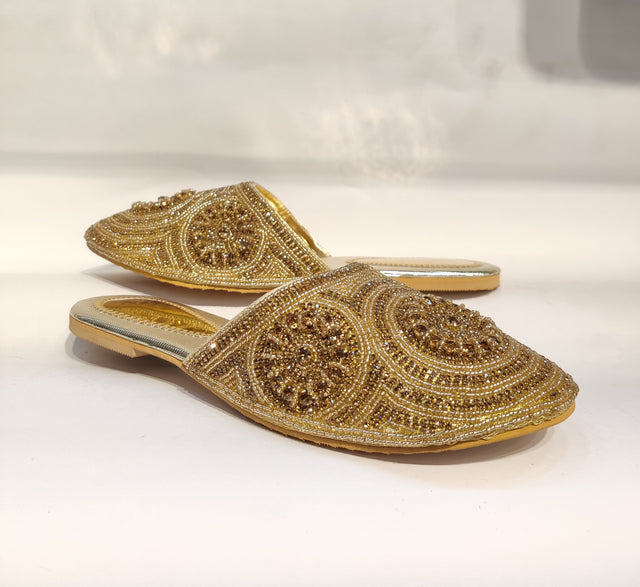 Opulent Gold Flat Slippers