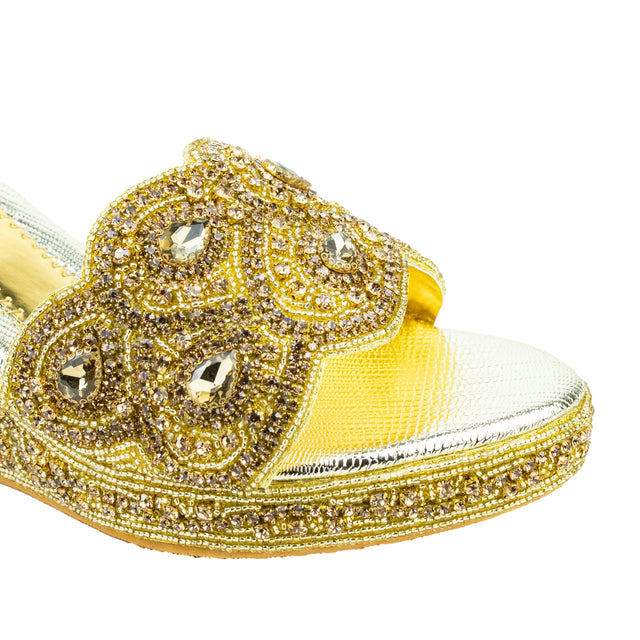 Handcrafted Gold Wedge Sandals